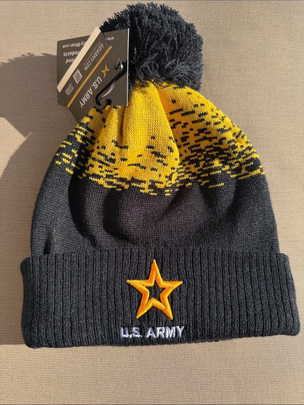 U.S. Army Kids Knit Pom Beanie - Black & Yellow